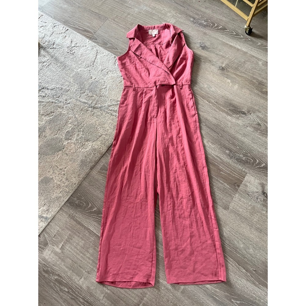 Audrey Parks wide Leg Jumpsuit Pink Sleeveless Cottagecore size M